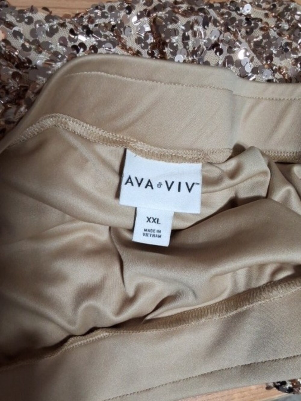 Ava & Viv Rose Gold Sequin Midi Skirt XXL - Picture 2 of 3